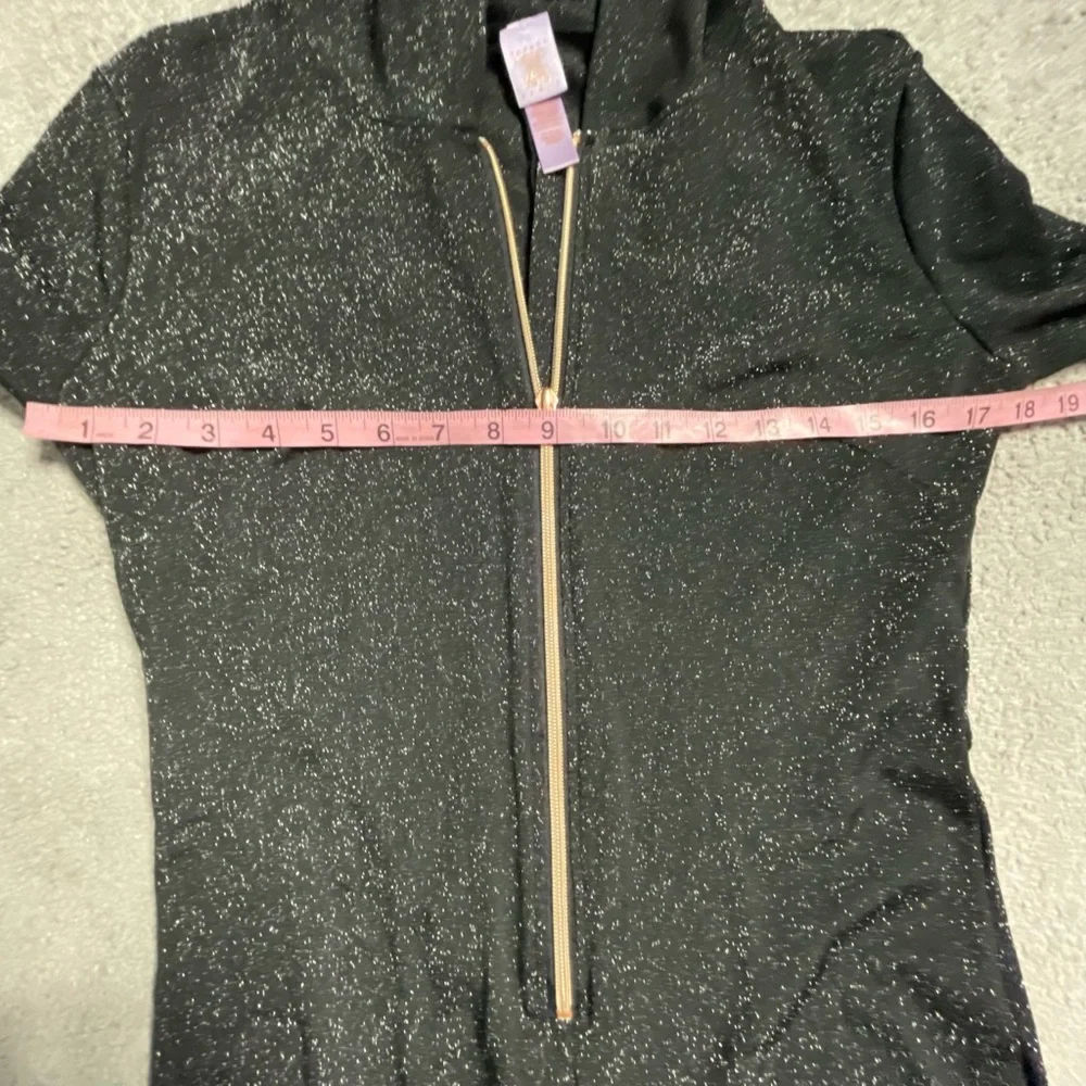 Savage x Fenty Jumpsuit Small Black Glitter Hooded Loungewear Zip Up Stretch - Picture 6 of 14
